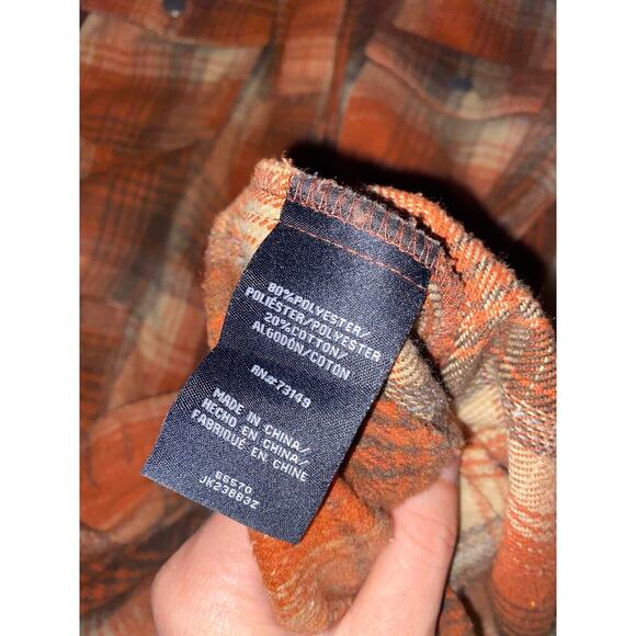BBJ Los Angeles Chore coat Orange Brown Plaid Fall Shacket Large - Picture 4 of 7